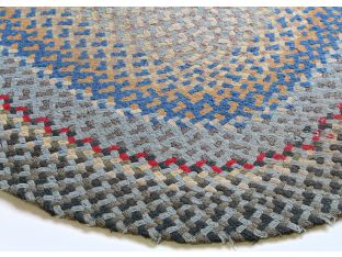 3' x 5' Cream, Blue and Orange Braided Oval Rug