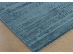 9' X 12' Blue Hand Knotted Geometric Carved Rug
