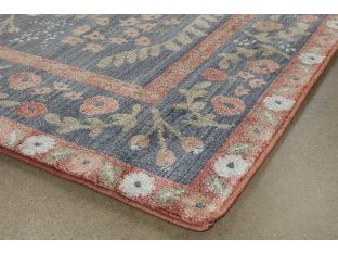 5' X 7'10" Navy And Rust Botanical Rug