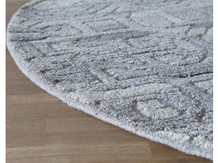8' Round Grey Neutral Geometric Rug