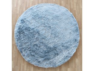 8' Round Light Blue Plush Rug