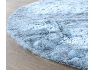 8' Round Light Blue Plush Rug