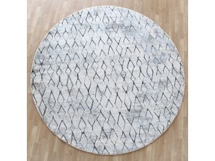 8'9" Round Ivory And Beige Diamond Rug