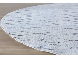 8'9" Round Ivory And Beige Diamond Rug