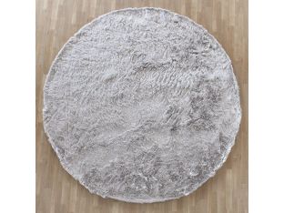 8' Round Grey Platinum Plush Rug