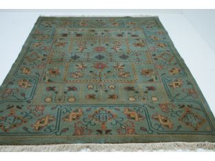 8' x 6' Flat Weave Mint Turkish Heriz Rug