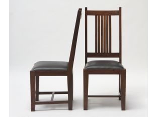 Mission Style Side Chair with Black Leather Seat