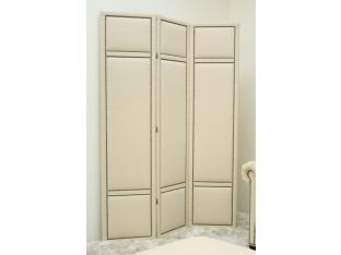 Cream 3-Panel Screen with Small Pewter Nails