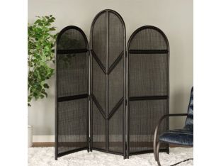 Ebony Rattan 3 Panel Screen - Cleared