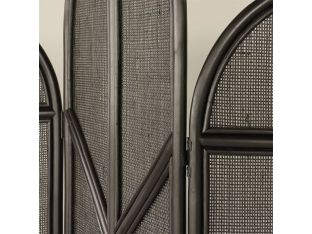 Ebony Rattan 3 Panel Screen - Cleared