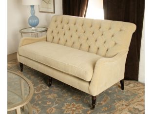 Blond Velvet Tufted Sofa