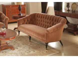 Spice Velvet Tufted Sofa With Nailhead Trim