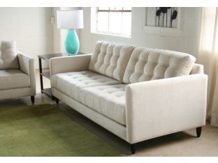 Tufted Vanilla James Sofa with Walnut Legs