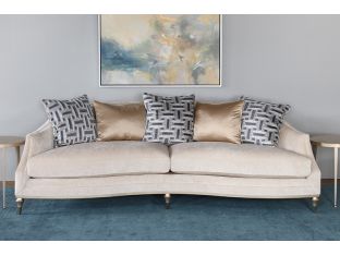 Blush Taupe Curved Arm Sofa With Toss Pillow Back 