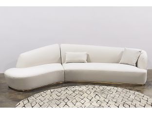 Curved Chaise Left Sectional In Snow 2 Pillows