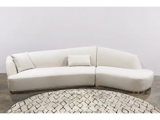Curved Chaise Right Sectional In Snow 2 Pillows