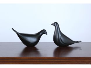 Pair of Bronze Quails