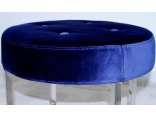 Navy Velvet Stool With Nickel Base