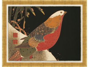 Vintage Birds On Black 4 30.5W x 27.5H