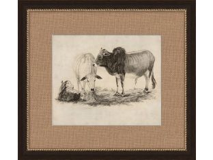 Antique Grazing Cows 19W x 17H