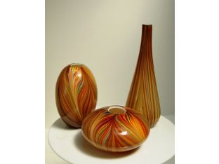 Set of 3 Orange Pucci Vases