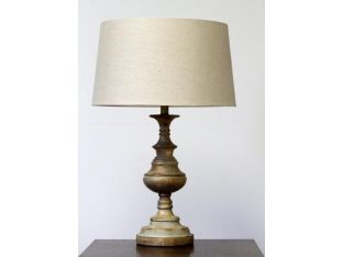 Turned Wood Gesso Finish Lamp