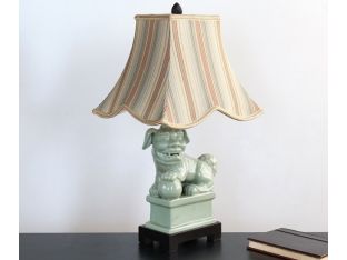 Pair of Celedon Foo Dog Table Lamps