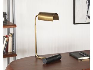 Weathered Brass And Black Marble Desk Lamp