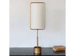 Natural Brass Table Lamp w/Ensconced White Shade
