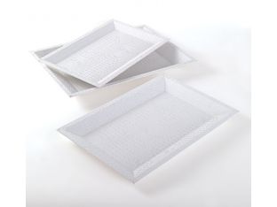 Set of 3 White Faux Crocodile Trays
