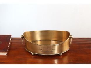 Antiqued Brass Oval Footed Tray