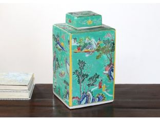 Square Teal Tea Jar